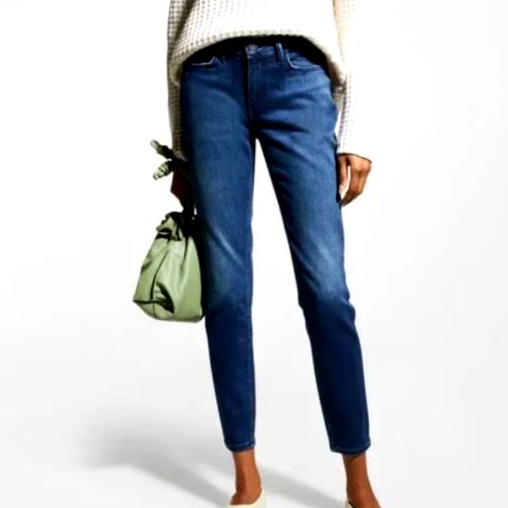 Lafayette 148 New York Mercer Jeans Medium Wash Denim Slim Leg Ankle Jean Sz 30